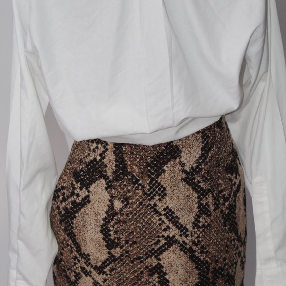 Women's HM Snake Print Brown Zipper Tube Mini Skirt - Size 4 - Mint Condition - Picture 4 of 9